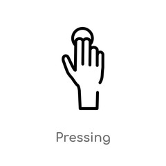 outline pressing vector icon. isolated black simple line element illustration from gestures concept. editable vector stroke pressing icon on white background