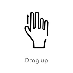 outline drag up vector icon. isolated black simple line element illustration from gestures concept. editable vector stroke drag up icon on white background