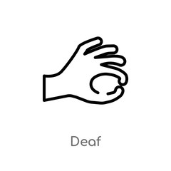 outline deaf vector icon. isolated black simple line element illustration from gestures concept. editable vector stroke deaf icon on white background