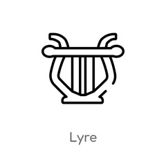 outline lyre vector icon. isolated black simple line element illustration from greece concept. editable vector stroke lyre icon on white background
