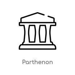 outline parthenon vector icon. isolated black simple line element illustration from greece concept. editable vector stroke parthenon icon on white background