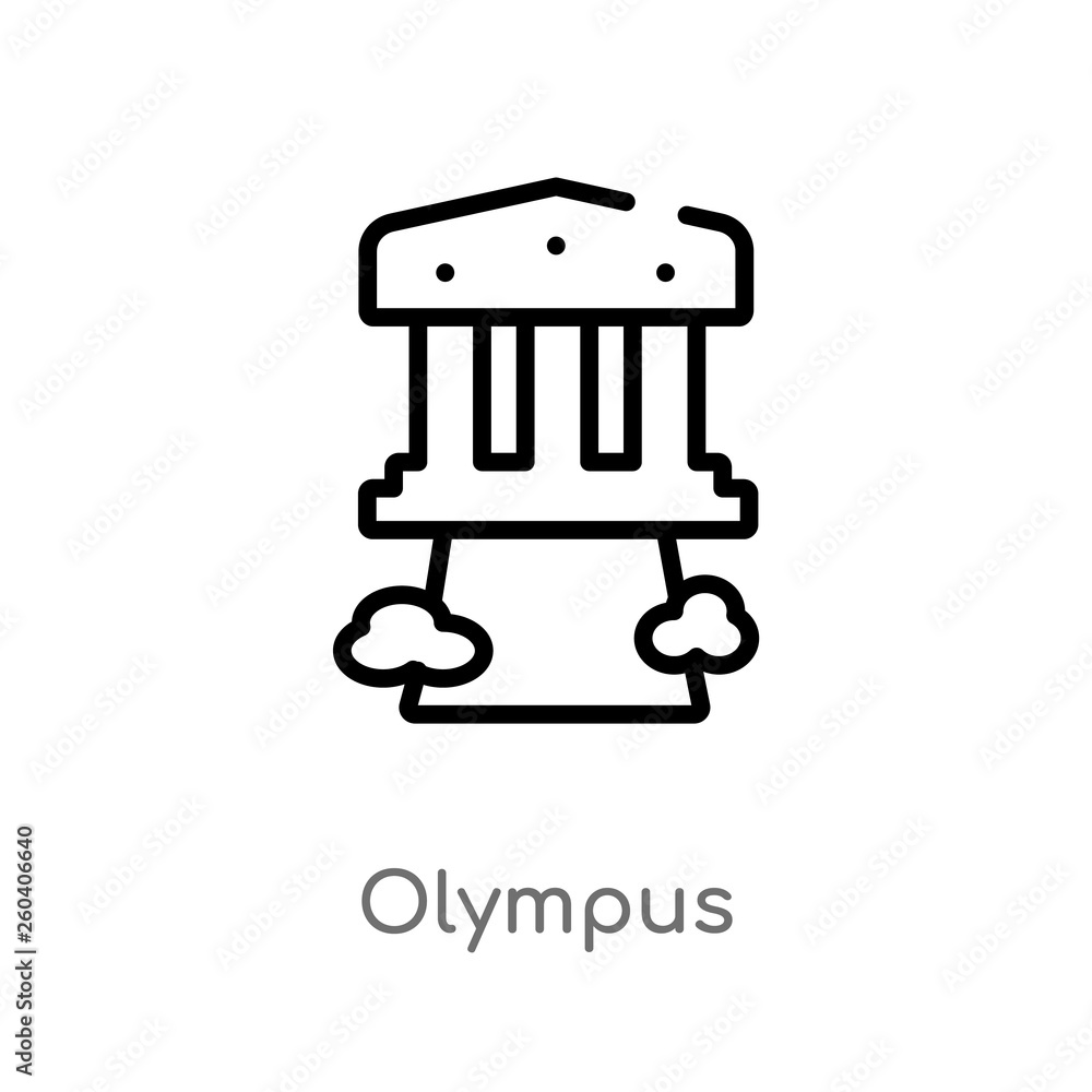 Poster outline olympus vector icon. isolated black simple line element illustration from greece concept. ed