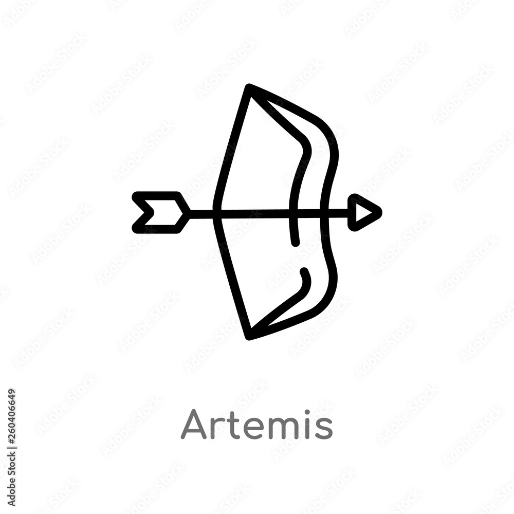 Poster outline artemis vector icon. isolated black simple line element illustration from greece concept. ed