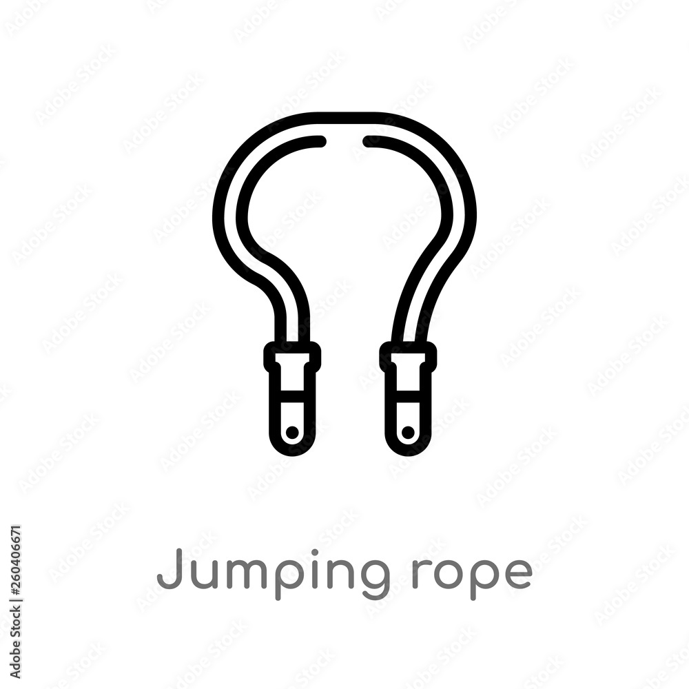 Poster outline jumping rope vector icon. isolated black simple line element illustration from gym equipment