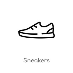 outline sneakers vector icon. isolated black simple line element illustration from gym equipment concept. editable vector stroke sneakers icon on white background