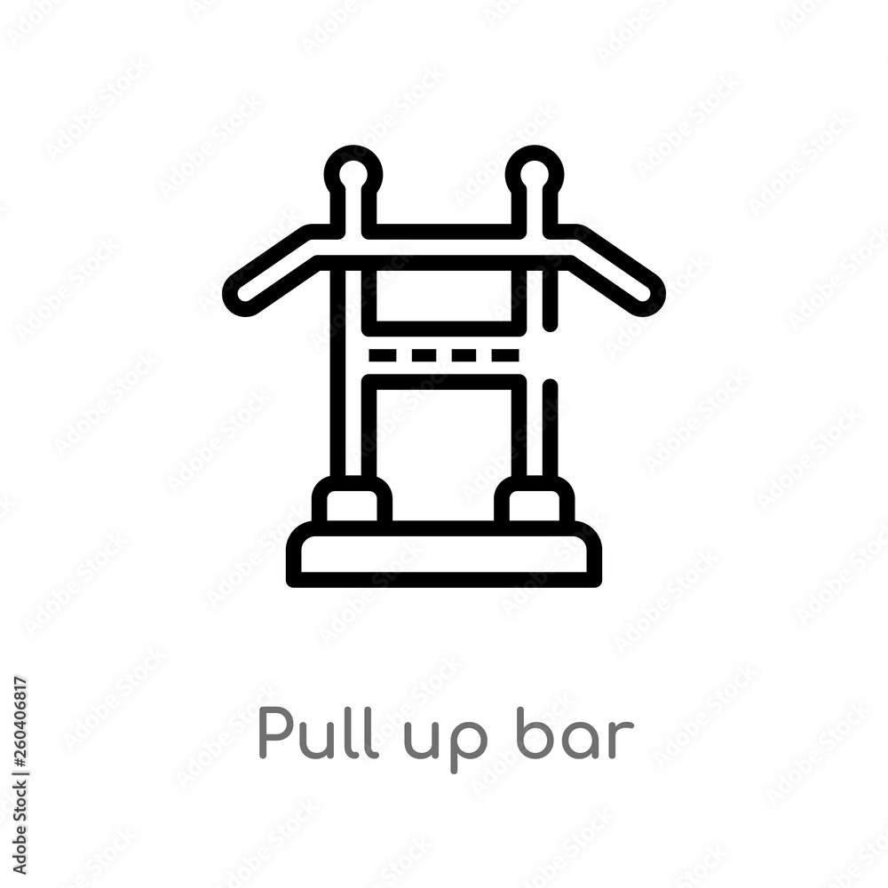 Poster outline pull up bar vector icon. isolated black simple line element illustration from gym equipment 