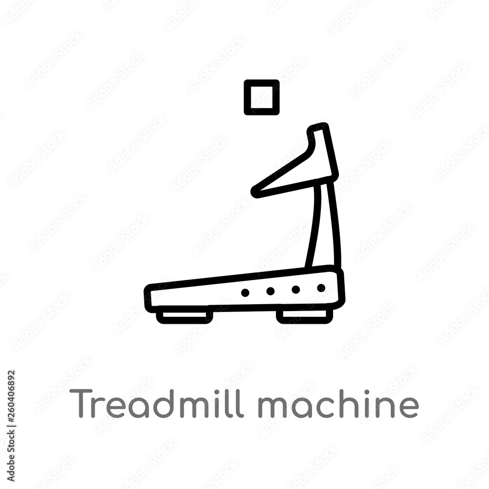 Poster outline treadmill machine vector icon. isolated black simple line element illustration from gym and 