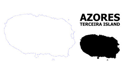 Vector Contour Dotted Map of Terceira Island with Caption