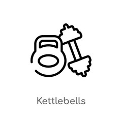 outline kettlebells vector icon. isolated black simple line element illustration from gym equipment concept. editable vector stroke kettlebells icon on white background