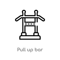 outline pull up bar vector icon. isolated black simple line element illustration from gym equipment concept. editable vector stroke pull up bar icon on white background