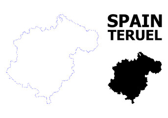 Vector Contour Dotted Map of Teruel Province with Name