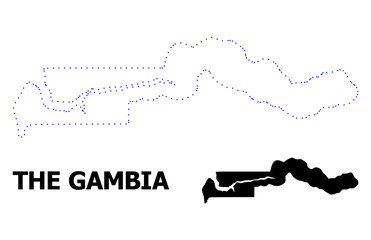 Vector Contour Dotted Map of the Gambia with Caption