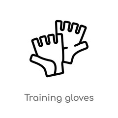 outline training gloves vector icon. isolated black simple line element illustration from gym and fitness concept. editable vector stroke training gloves icon on white background