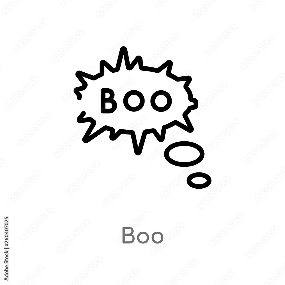 Poster outline boo vector icon. isolated black simple line element illustration from halloween concept. edi