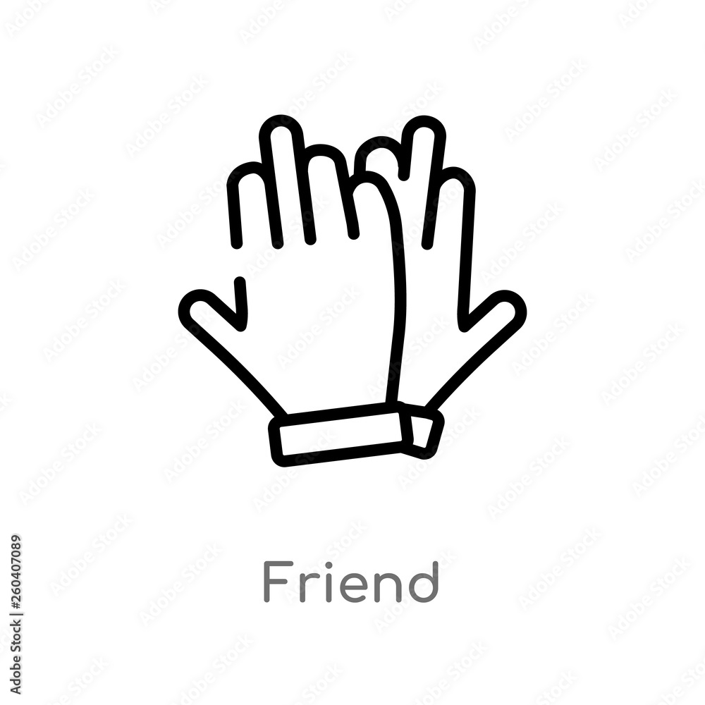 Poster outline friend vector icon. isolated black simple line element illustration from hands and gestures 