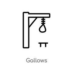 outline gallows vector icon. isolated black simple line element illustration from halloween concept. editable vector stroke gallows icon on white background