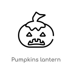 outline pumpkins lantern vector icon. isolated black simple line element illustration from halloween concept. editable vector stroke pumpkins lantern icon on white background