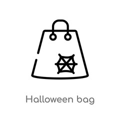 outline halloween bag vector icon. isolated black simple line element illustration from halloween concept. editable vector stroke halloween bag icon on white background