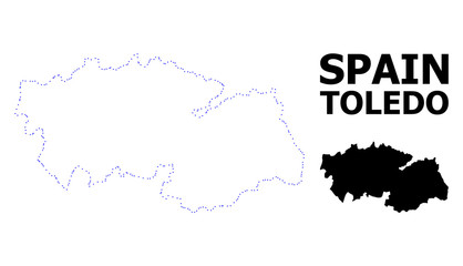 Vector Contour Dotted Map of Toledo Province with Name