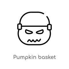 outline pumpkin basket vector icon. isolated black simple line element illustration from halloween concept. editable vector stroke pumpkin basket icon on white background