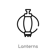outline lanterns vector icon. isolated black simple line element illustration from halloween concept. editable vector stroke lanterns icon on white background