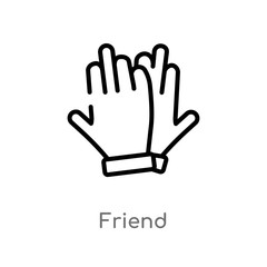 Obraz premium outline friend vector icon. isolated black simple line element illustration from hands and gestures concept. editable vector stroke friend icon on white background