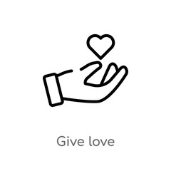 outline give love vector icon. isolated black simple line element illustration from hands and gestures concept. editable vector stroke give love icon on white background