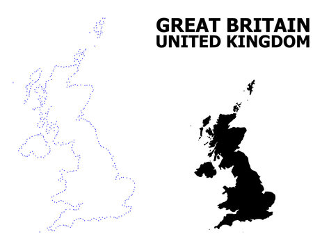 Vector Contour Dotted Map of United Kingdom with Caption