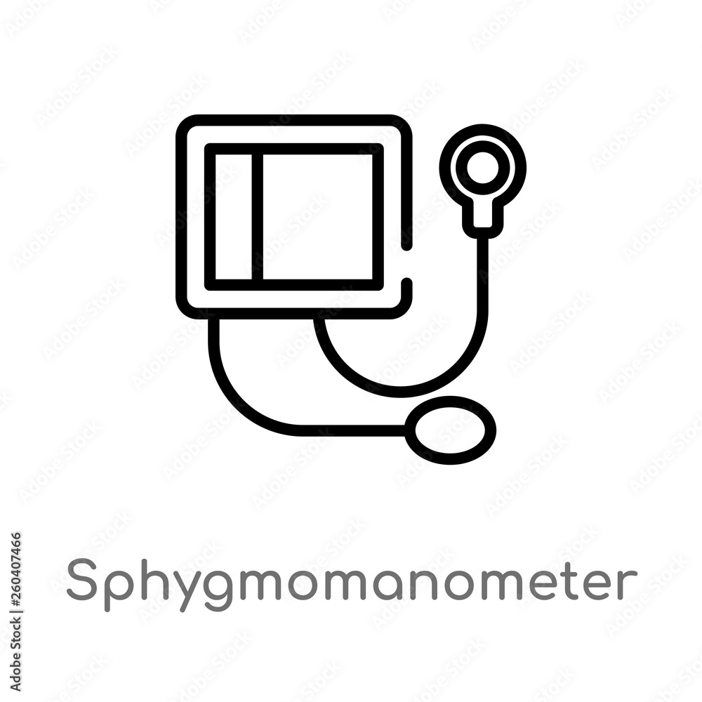 Poster outline sphygmomanometer vector icon. isolated black simple line element illustration from health an