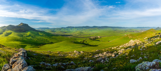 Panorama of Countryside and Mountain