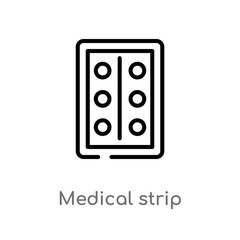 outline medical strip vector icon. isolated black simple line element illustration from health and medical concept. editable vector stroke medical strip icon on white background