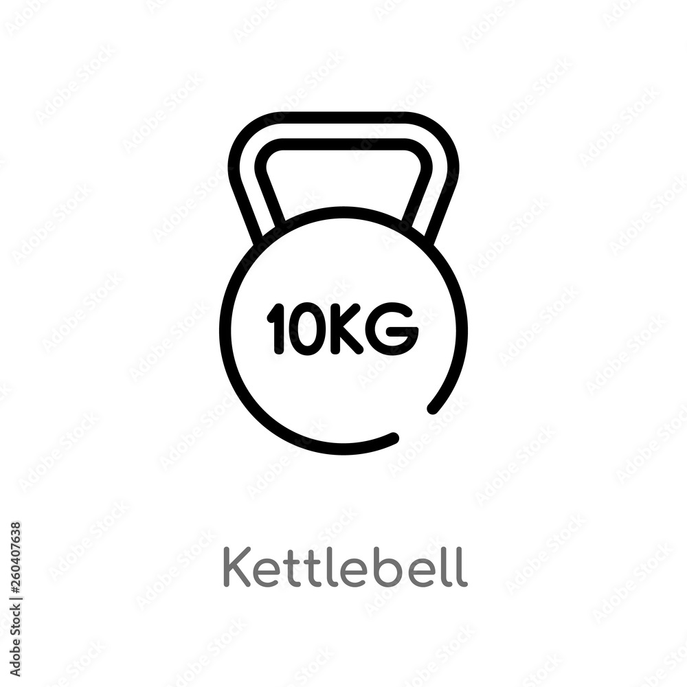Poster outline kettlebell vector icon. isolated black simple line element illustration from health concept.