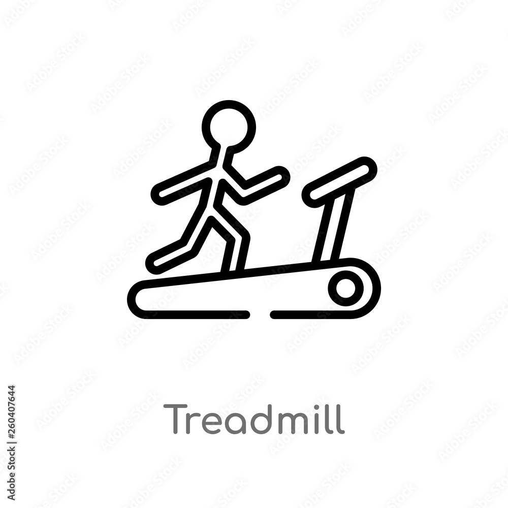 Poster outline treadmill vector icon. isolated black simple line element illustration from health concept. 