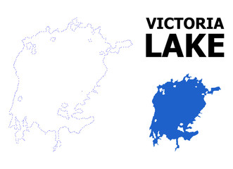 Vector Contour Dotted Map of Victoria Lake with Name