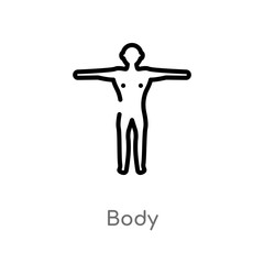outline body vector icon. isolated black simple line element illustration from health concept. editable vector stroke body icon on white background