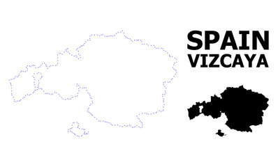 Vector Contour Dotted Map of Vizcaya Province with Name