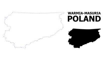 Vector Contour Dotted Map of Warmia-Masuria Province with Name
