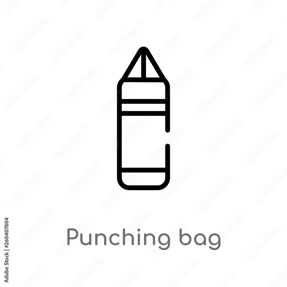 Poster outline punching bag vector icon. isolated black simple line element illustration from health concep
