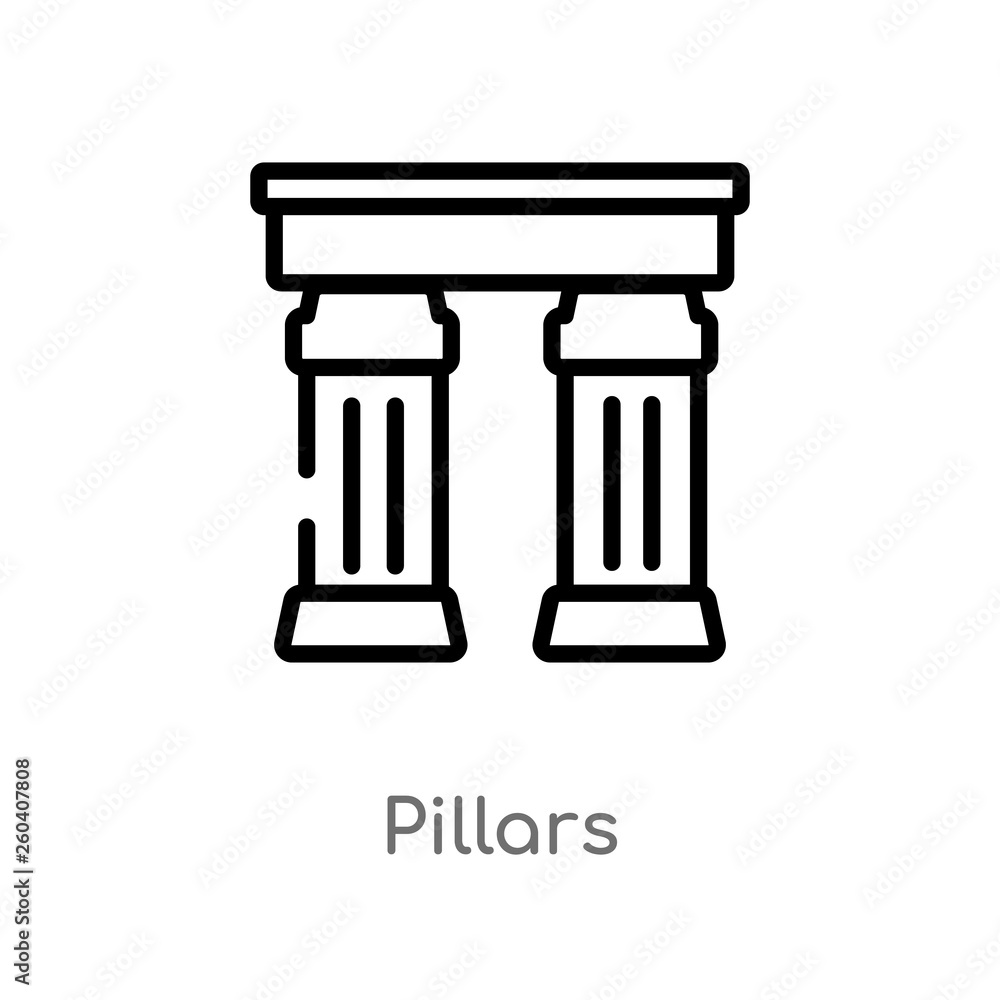 Poster outline pillars vector icon. isolated black simple line element illustration from history concept. e