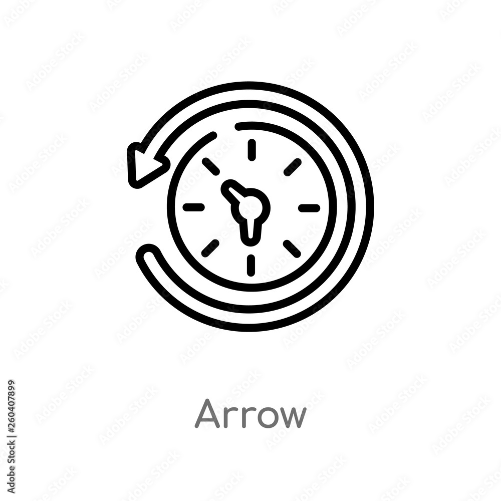 Poster outline arrow vector icon. isolated black simple line element illustration from history concept. editable vector stroke arrow icon on white background