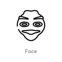 outline face vector icon. isolated black simple line element illustration from history concept. editable vector stroke face icon on white background