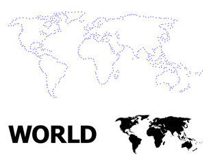 Vector Contour Dotted Map of World with Name