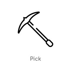 outline pick vector icon. isolated black simple line element illustration from history concept. editable vector stroke pick icon on white background