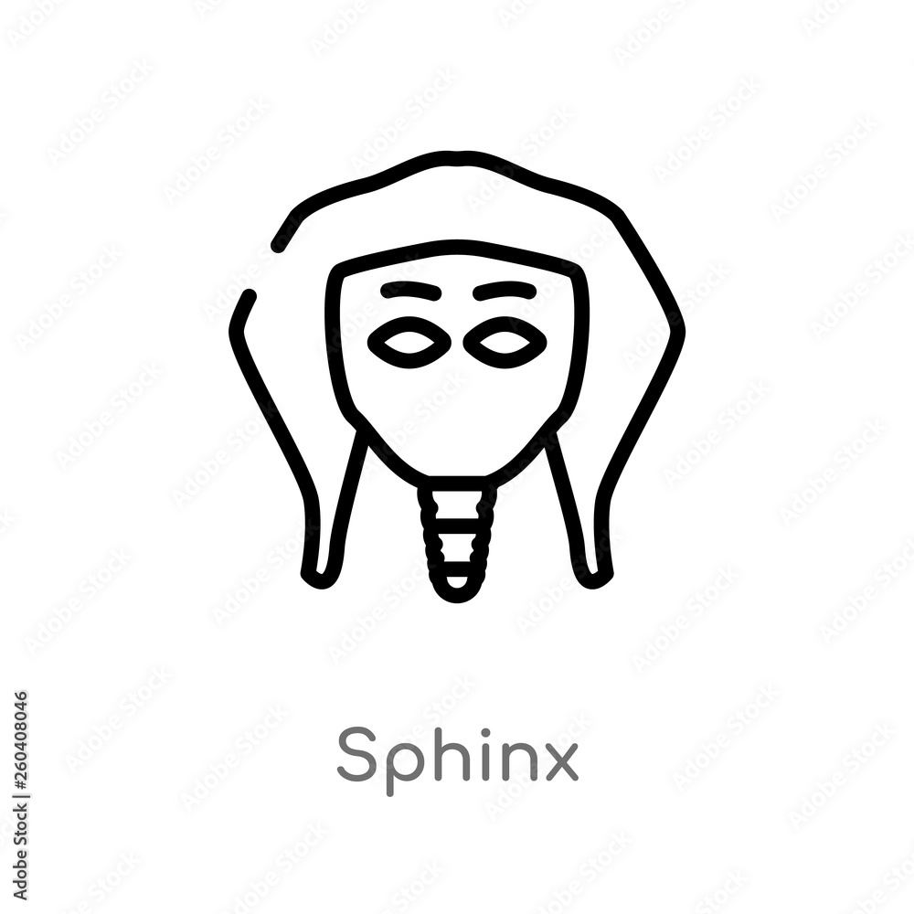 Poster outline sphinx vector icon. isolated black simple line element illustration from history concept. ed