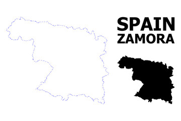 Vector Contour Dotted Map of Zamora Province with Caption