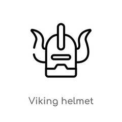 outline viking helmet vector icon. isolated black simple line element illustration from history concept. editable vector stroke viking helmet icon on white background