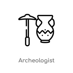 outline archeologist vector icon. isolated black simple line element illustration from history concept. editable vector stroke archeologist icon on white background