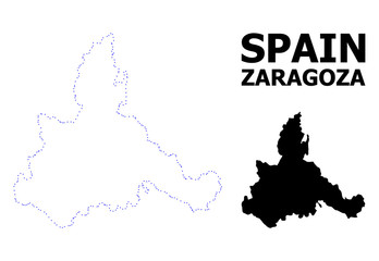 Vector Contour Dotted Map of Zaragoza Province with Name