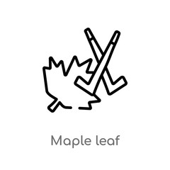 outline maple leaf vector icon. isolated black simple line element illustration from hockey concept. editable vector stroke maple leaf icon on white background