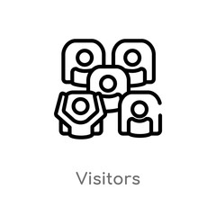 outline visitors vector icon. isolated black simple line element illustration from hockey concept. editable vector stroke visitors icon on white background